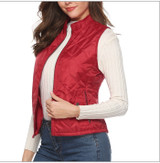 Winter Sleeveless Stand Collar Cotton Female Pocket Warm Waistcoat