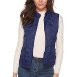 Winter Sleeveless Stand Collar Cotton Female Pocket Warm Waistcoat