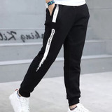 Casual Side Striped Cotton Mid Elastic Waist Boys Pant Trouser
