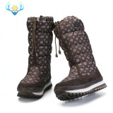Winter Warm Nylon Round Toe Zipper Women Snow Knee-Length Boots Shoes