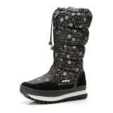 Winter Warm Nylon Round Toe Zipper Women Snow Knee-Length Boots Shoes