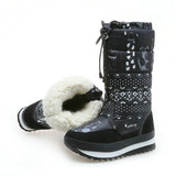 Winter Warm Nylon Round Toe Zipper Women Snow Knee-Length Boots Shoes