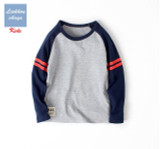 Casual Letter Print Long Sleeve O-Neck Boys Fashion T-shirt Tops