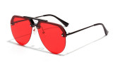 Semi-Rimless Half Frame Retro Metal Sunglasses