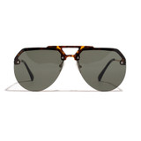 Semi-Rimless Half Frame Retro Metal Sunglasses