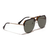 Semi-Rimless Half Frame Retro Metal Sunglasses