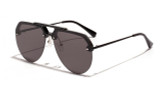 Semi-Rimless Half Frame Retro Metal Sunglasses
