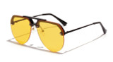 Semi-Rimless Half Frame Retro Metal Sunglasses