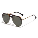 Semi-Rimless Half Frame Retro Metal Sunglasses