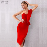 Ruffles Bodycon One Shoulder Bandage Evening Party Dress