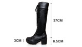 Winter Fashion Knee High Square Heel Leather Boots