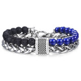 Tiger Eye Stone Men's Beaded Bracelet