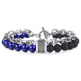 Tiger Eye Stone Men's Beaded Bracelet