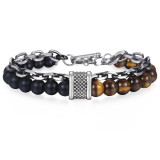 Tiger Eye Stone Men's Beaded Bracelet