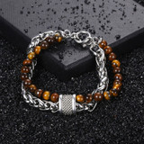 Tiger Eye Stone Men's Beaded Bracelet