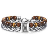 Tiger Eye Stone Men's Beaded Bracelet