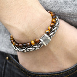 Tiger Eye Stone Men's Beaded Bracelet