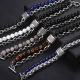 Tiger Eye Stone Men's Beaded Bracelet