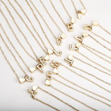 Tiny Gold Initial Letter Name Necklace for Women