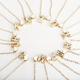 Tiny Gold Initial Letter Name Necklace for Women