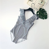V-neck One Piece Ruffled Swimwear for Women