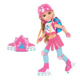 Skating Silicone Girl Doll With Skates Backpack & Helmet for Girls