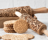 New Leaf Christmas Deer Wooden Rolling Pin Embossing Baking Cookies Noodle Biscuit Fondant Cake Dough Patterned Roller Snowflake