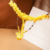 Women Lace Crotchless Panties Sexy Bead Thong Lingerie Transparent Underwear