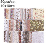 50pcs Assorted Floral Printed Cotton Cloth Sewing Quilting Fabric for Patchwork Needlework DIY Handmade Material 10X10cm Square