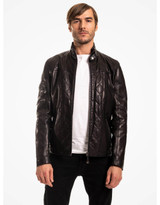 Dark Brown Leather Biker Jacket For Men