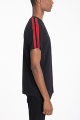 DUAL STRIPE TEE- BLACK/RED