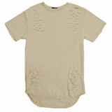 Sand Distressed Scallop Tee