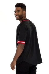 TAPED BASEBALL JERSEY- BLACK/RED