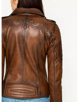 Brown Leather Biker Jacket For Women