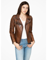 Brown Leather Biker Jacket For Women