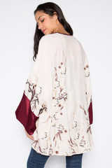 EMBROIDERED KIMONO WITH SILK SLEEVE