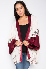 EMBROIDERED KIMONO WITH SILK SLEEVE