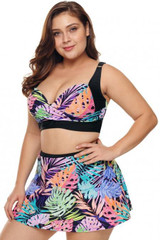 Plus Size Tropical Print Bikini Top with Swim