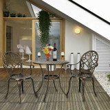 3pc Patio Bistro Furniture Set Outdoor Garden Iron Table Chairs Built-In Ice Bucket