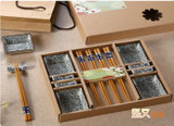 Gift Chopsticks Set 4 pairs of chopsticks + 4 rest + 4 saucer ceramic tableware models Japanese sushi Cutlery sets Lucky Cat