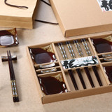 Gift Chopsticks Set 4 pairs of chopsticks + 4 rest + 4 saucer ceramic tableware models Japanese sushi Cutlery sets Lucky Cat