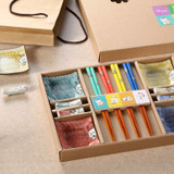 Gift Chopsticks Set 4 pairs of chopsticks + 4 rest + 4 saucer ceramic tableware models Japanese sushi Cutlery sets Lucky Cat