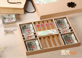 Gift Chopsticks Set 4 pairs of chopsticks + 4 rest + 4 saucer ceramic tableware models Japanese sushi Cutlery sets Lucky Cat