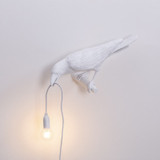 Italian White Raven Bird Wall Lamp