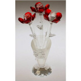 Crystal Flower in Crystal Vase (Red)
