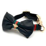 Genuine Leather Designer Bowtie & Collar Set