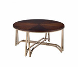 36" X 36" X 18" Walnut And Champagne Coffee Table