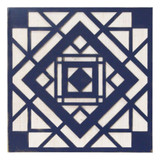 12.2" X 0.4" X 12.2" Blue White Metal Mdf Wood Veneer Wall Décor