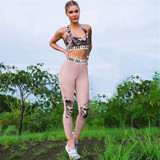 Women Sport Suit Yoga Set Gym Workout Clothes Sleeveless Fitness Crop