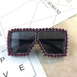 Oversized Square Diamond Sunglasses Women Yellow Big Frames Glasses